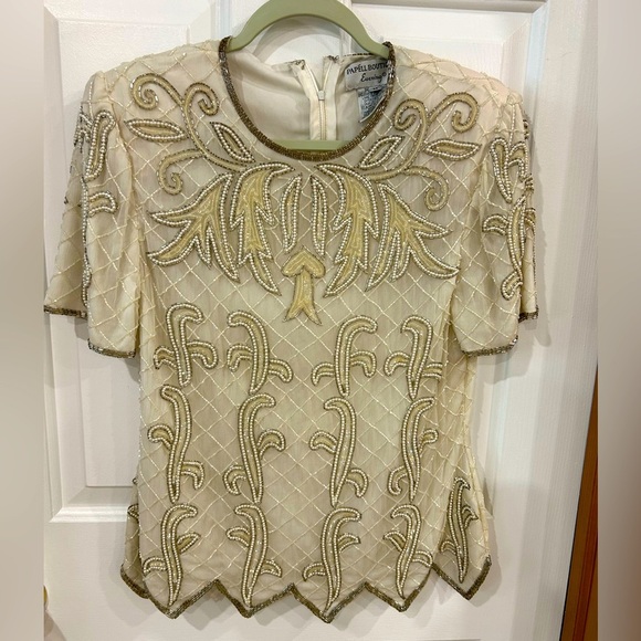 Papell Boutique Evening beaded top old money upscale mom of bride or groom sizeM - Picture 1 of 10
